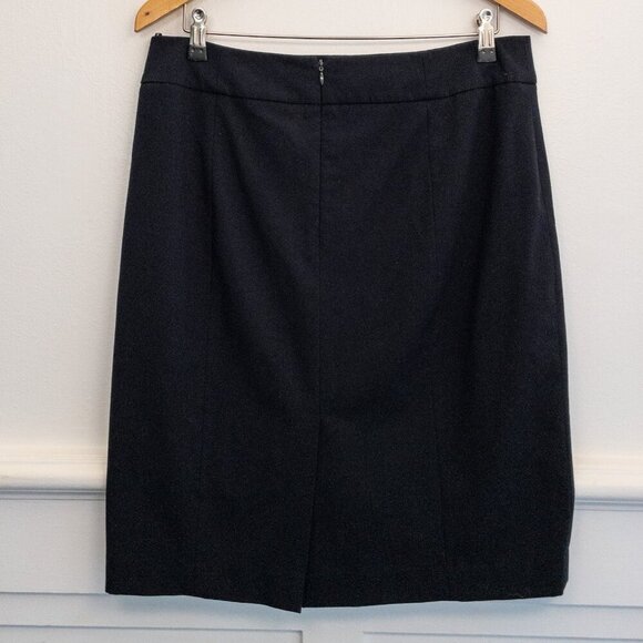 Calvin Klein Black Pencil Skirt Classic Career Office Wear Back Slit Size M - Picture 2 of 3